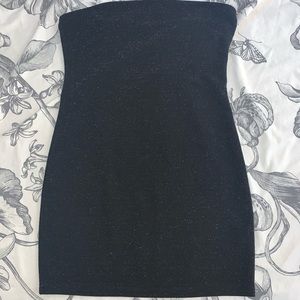 Strapless Black Sparkly Mini Dress